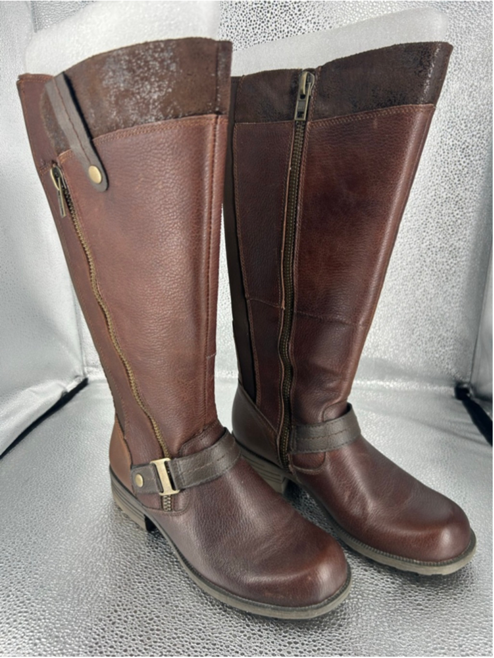 Women's Earth Origins Brown Portia Wide Shaft Heeled Boots 8.5